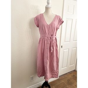 a.n.a Pink Midi Dress with Button Detail